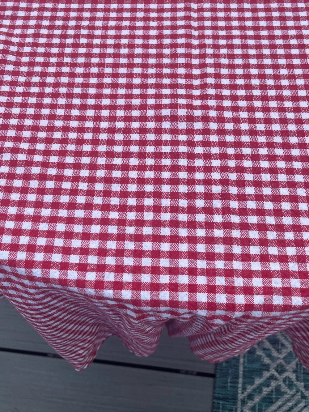 Red Gingham 60” Round Tablecloth - Classic Picnic Style
